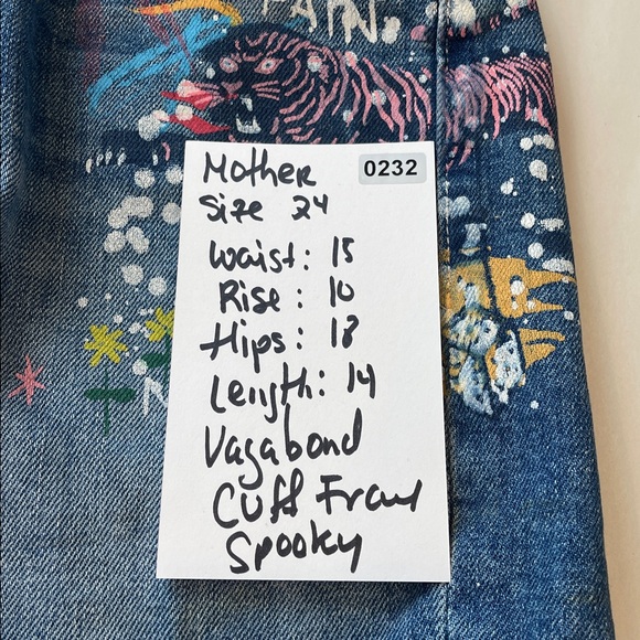 Mother The Vagabond Cuff Fray Denim Shorts Spooky Voodoo Wash Size 24 graphics - Picture 10 of 10